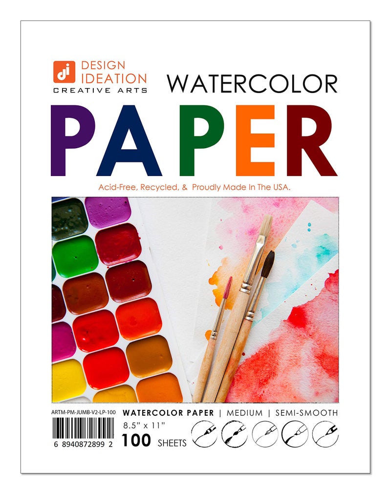 Design Ideation Watercolor Paper. Semi-Smooth. 67 LB. Multi-Media. Loose Sheet Pack. (8.5" x 11") LP-PM-V2 (100 Sheets) - Image 1